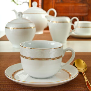 چینی زرین سرویس 17 پارچه چای خوری هدیه طلایی