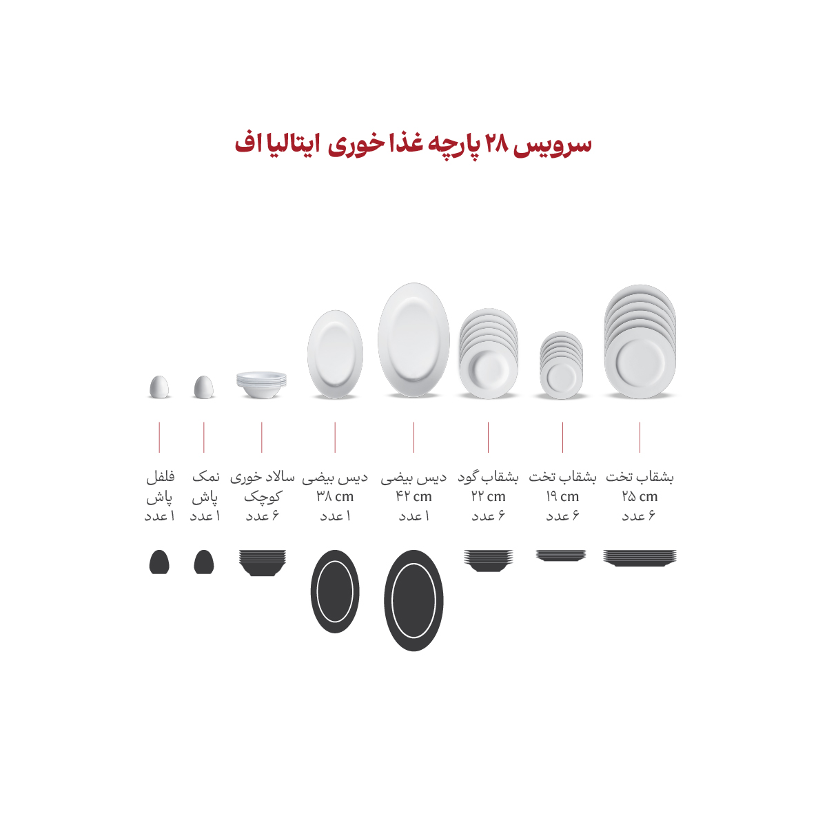 سرویس 28 پارچه 6 نفره طرح مهرانا پلاتینی